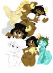 anthro antlers balls big_breasts black_hair blonde_hair bodily_fluids breasts brown_body brown_fur cum cum_in_mouth cum_inside cumshot cunnilingus duo ejaculation erection eyes_closed eyewear fellatio female flower fur genital_fluids genitals goggles green_hair group hair horn human_on_anthro humanoid_genitalia humanoid_penis interspecies male nipples nude open_mouth oral orgasm penile penis pillow plant pussy sex tongue tongue_out vaginal papayathebun magic_children yoyotoki_happy_ears dre leander syppy yoyotoki canid canine deer fox human mammal hi_res