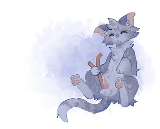animal_genitalia anus balls belly_nipples blush blush_lines bodily_fluids cheek_tuft countershade_face countershade_feet countershade_torso countershading dipstick_tail ear_tuft eyes_closed facial_tuft fangs feet feral fur genital_fluids genitals grey_body grey_fur grinding head_tuft male markings masturbation nipples open_mouth penile penile_masturbation penile_spines penis precum sheath sheathed_tapering_penis solo spread_toes spreading stick tail tail_markings teeth toes tuft underbelly conditional_dnp waterthissport warriors_(book_series) jayfeather_(warriors) stick_(warriors) domestic_cat felid feline felis mammal tabby_cat hi_res
