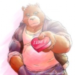 4_fingers anthro clothed clothing facial_markings fingers front_view fully_clothed gift hand_in_pocket head_markings heart_box heart_symbol holding_gift holding_object jacket looking_at_viewer male markings muzzle_(marking) offering_gift offering_to_viewer pockets rolled_up_sleeves shirt simple_background slightly_chubby snout snout_markings solo text topwear white_background uchider morenatsu juuichi_mikazuki american_black_bear bear black_bear mammal ursine 1:1 2013 colored_sketch english_text half-length_portrait portrait sketch