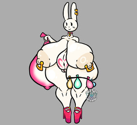 anthro belly big_breasts bodily_fluids breasts condom cum excessive_cum excessive_genital_fluids female filled_condom genital_fluids genitals huge_breasts hyper hyper_breasts hyper_cum nipples sexual_barrier_device solo vulva cantonmesh lagomorph leporid mammal rabbit hi_res