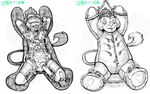 abdl andromorph anthro bdsm bondage bound clothed clothing diaper intersex logo male nipple_piercing nipples piercing plushie plushophilia plushsuit restraints rope rope_bondage rope_harness solo wearing_diaper obrien_(artist) snofu_(character) felid feline mammal artist_logo halftone hi_res screentone