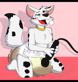 anthro big_diaper black_bars blush blush_lines bodily_fluids breasts clothed clothing diaper diaper_fetish diaper_masturbation diaper_only featureless_breasts feces female genital_fluids kneeling looking_pleasured masturbation medium_breasts open_mouth sex_toy soiled_diaper soiling solo topless unclean_diaper urine used_diaper vibrator vibrator_on_diaper wand_vibrator wearing_diaper wet white_diaper shadyadi paw_patrol fan_character stormie_(marvispot84) canid canine canis dalsky_(dalmatian_and_husky) mammal wolf hi_res letterbox