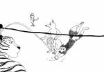 anthro ball beach bernielover bikini canid canine canis clothing disney dive felid female fur group male mammal monochrome officer_fangmeyer officer_wolfard outside pantherine seaside simple_background sport swimwear text tiger volleyball volleyball_(ball) white_background wolf zootopia