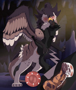 4_ears animal_genitalia animal_penis balls beak blush bodily_fluids claws cum cum_inside duo equine_genitalia equine_penis eyes_closed feathered_wings feathers female female_penetrated feral feral_on_feral feral_penetrated feral_penetrating feral_penetrating_feral genital_fluids genitals hybrid_genitalia hybrid_penis impregnation interspecies kissing knot knotted_equine_penis knotted_penis larger_male male male/female male_penetrating male_penetrating_female multi_ear penetration penis saliva sex size_difference smaller_female snout tail wings gushoafterdark mythology avian canid canine canis gryphon mammal mythological_avian mythological_creature wolf colored digital_drawing_(artwork) digital_media_(artwork) hi_res shaded
