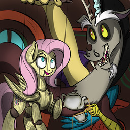 antlers beverage black_hair bodily_fluids brown_body brown_fur claws container crying cup cutie_mark duo feathered_wings feathers female feral fur grey_body grey_fur hair holding_container holding_cup holding_object horn inside male marionette nightmare_fuel pink_hair puppet tears wings yellow_body yellow_fur xxmarkingxx friendship_is_magic hasbro my_little_pony mythology discord_(mlp) fluttershy_(mlp) chimera draconequus equid equine mammal mythological_creature mythological_equine pegasus 1:1 2016
