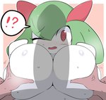 2023 ?! big_breasts blush bodily_fluids breast_fondling breast_grab breast_play breasts disembodied_hand duo female fondling generation_3_pokemon genitals grope hand_on_breast hi_res humanoid kirlia looking_at_viewer male male/female nintendo one_eye_closed open_mouth penis penis_shadow pokemon pokemon_(species) red_eyes runbasamba sweat white_body