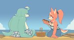 anthro basket breasts clothing container duo eyelashes featureless_feet feet female floppy_ears food fur hair hot_dog male orange_body orange_eyes orange_fur outside picnic_basket ponytail seaside sitting teal_body teal_fur white_body white_fur deegeemin sega sonic_the_hedgehog_(series) the_murder_of_sonic_the_hedgehog conductor's_wife_(sonic) conductor_(sonic) akita canid canine canis domestic_dog mammal molosser spitz 2025 absurd_res hi_res