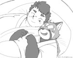 anthro bed blush duo eyes_closed furniture hug human_on_anthro humanoid_hands interspecies kemono lying male overweight overweight_male pillow young moujya lifewonders tokyo_afterschool_summoners chubby_protagonist_(tas) protagonist_(tas) zhurong_(tas) ailurid human mammal red_panda 2021 5:4 hi_res monochrome