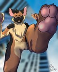 4_toes ambiguous_gender anthro black_body black_fur blue_eyes city city_background feet foot_fetish fur looking_at_viewer nude pawpads paws smile solo stepped_on stomping stomping_viewer tan_body tan_fur toes tongue tongue_out surylimon maxgshep canid canine canis domestic_dog german_shepherd herding_dog mammal pastoral_dog 4:5 hi_res