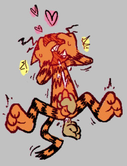 anal anal_fingering anthro bodily_fluids cum cum_while_penetrated cumshot duo ejaculation embarrassed fingering genital_fluids heart_symbol legs_up male male/male penetration shaking simple_background spread_legs spreading trembling blueespresso69 dog_man_(series) dog_man_(character) petey_the_cat felid feline mammal