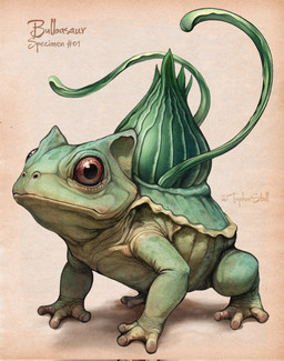 ambiguous_gender antennae_(anatomy) digitigrade feral green_body looking_at_viewer mouth_closed pupils quadruped red_eyes side_view simple_background snout solo tan_background text twitter_handle christopher_stoll nintendo pokemon bulbasaur generation_1_pokemon pokemon_(species) 2023 digital_drawing_(artwork) digital_media_(artwork) english_text full-length_portrait hi_res portrait species_name