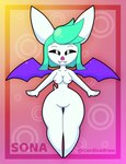 absurd_res anthro bat biped breasts butt butt_from_the_front cordicedraw female fingers full-length_portrait hi_res mammal narrowed_eyes navel nipples nude portrait sharp_teeth short_stack solo sona_(cordicedraw) teeth thick_thighs wide_hips wings