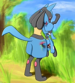 2014 3_fingers 3_toes 69 anthro anus back_turned barefoot blush butt canine cum dancingchar duo erection fellatio female fur grasp hi_res holding knot looking_down lucario male mammal nintendo nude oral oral_sex orgasm outside pawpads paws penis pokémon pussy riolu sex sharp_teeth size_difference spikes standing straight sweat teeth tongue tongue_out translucent upside_down vaginal video_games
Rating: Explicit
Score: 11
User: forkU
Date: April 12, 2014