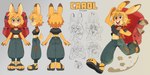 anthro backpack biped buckteeth clothed clothing dipstick_ears ear_markings eyewear female fingers glasses midriff multicolored_ears open_mouth open_smile smile solo tail teeth drawligator carol_(drawligator) lagomorph leporid mammal rabbit 2025 2:1 absurd_res hi_res model_sheet