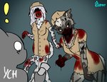 anthro blood bodily_fluids duo edgarkingmaker felid female gore hyena leopard mammal pantherine snow_leopard undead zombie
