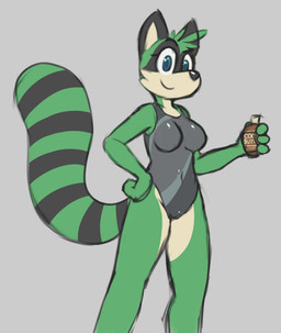 4_fingers alternate_color anthro big_tail black_clothing black_nose blue_eyes breasts cheek_tuft clothed clothing female front_view fur green_fur grey_background head_tuft hi_res holding_object long_tail mammal mask_(markinng) maypul maypul_syrup navel one-piece_swimsuit portrait procyonid raccoon rivals_of_aether simple_background smile solo standing striped_tail stripes swimsuit tan_fur three-quarter_portrait three_tone_fur tuft video_games
Rating: Safe
Score: 4
User: AbiCordo
Date: July 14, 2018 4_fingers alternate_color anthro big_tail black_clothing black_nose blue_eyes breasts cheek_tuft clothed clothing female front_view fur green_fur grey_background head_tuft hi_res holding_object long_tail mammal mask_(markinng) maypul maypul_syrup navel one-piece_swimsuit portrait procyonid raccoon rivals_of_aether simple_background smile solo standing striped_tail stripes swimsuit tan_fur three-quarter_portrait three_tone_fur tuft video_games
Rating: Safe
Score: 4
User: AbiCordo
Date: July 14, 2018