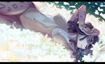 anthro blue_eyes breasts detailed_background dreadlocks female flower lying navel nipples nude on_back on_ground plant relaxing solo paper_demon legend_of_ahya natalia_ruyemov_(darkflamewolf) felid feline leopard mammal pantherine snow_leopard