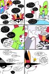 2:3 absurd_res bed braixen clothing comic dialogue duo e621_post_recursion english_text female furniture generation_3_pokemon generation_6_pokemon hat headgear headwear hi_res hospital_bed humanoid humor intravenous kirlia light_bulb nintendo pokemon pokemon_(species) ponporio_(artist) text witch_hat