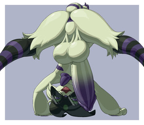 anthro anus balls big_balls big_penis butt erection fur genitals green_body green_fur huge_balls huge_penis looking_at_viewer male nude open_mouth open_smile penis purple_eyes simple_background smile smiling_at_viewer solo pata nintendo pokemon generation_9_pokemon meowscarada pokemon_(species) 2026 hi_res