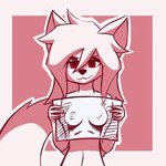 anthro breasts female fur hair looking_at_viewer nipples nude simple_background smug solo white_body white_fur white_hair litsi litsi_snow arctic_fox canid canine canis fox mammal true_fox 1:1 2020 digital_drawing_(artwork) digital_media_(artwork)