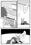 ambiguous_gender anthro clothed clothing comic duo duo_focus eyewear glasses group human japanese_text kemono lagomorph leporid male mammal monochrome rabbit text translated ukisudori yaehara_makoto yura_kousuke