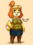 aged_up anthro bottomwear cardigan clothing female jewelry mature_female monotone_bottomwear monotone_clothing monotone_skirt necklace pencil_skirt skirt solo null_and_void animal_crossing nintendo isabelle_(animal_crossing) canid canine canis domestic_dog mammal shih_tzu toy_dog hi_res