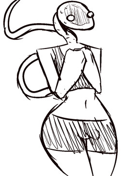 anthro anthrofied bodily_fluids bulge curvy_figure detailed_bulge femboy genital_fluids genital_outline male penis_outline simple_background solo sperm_cell white_background dakuterooty cell_(organism) cum_creature micro_organism_(organism) sperm_humanoid aliasing black_and_white digital_media_(artwork) monochrome sketch