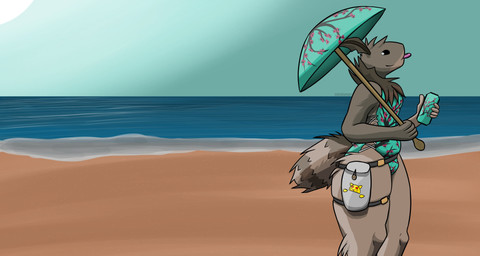 anthro arthropod_abdomen bag beach beverage big_butt blep bulge butt can clothing container femboy fluffy fluffy_butt male neck_tuft one-piece_swimsuit pouch_(anatomy) pouch_purse sky solo straps swimsuit_only swimwear tea thick_thighs thigh_bag tongue tongue_out tuft umbrella trichternet arizona_iced_tea kab_(trichternet) arthropod insect lepidopteran moth absurd_res hi_res wallpaper
