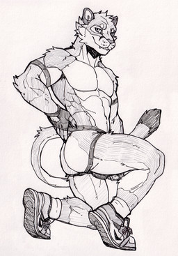 anthro athletic athletic_anthro athletic_male clothing fingerless_gloves flexing footwear gloves handwear jockstraps male muscular muscular_anthro muscular_male pose posing_for_picture shoes smile smirk sneakers sport cleiarkent ricius_teck cougar felid feline mammal hi_res