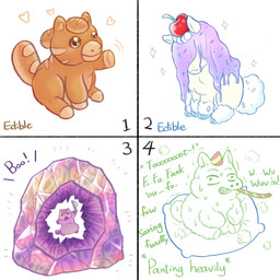 :3 ambiguous_feral ambiguous_gender baby_talk blue_hooves bodily_fluids brown_body candy cheery clothing cotton_candy cream_(food) dessert dialogue dot_eyes featureless_crotch feral food fur hair hair_over_eyes hat headgear headwear holding_knife holding_object hooves ice_cream knife mouth_closed mouth_hold open_mouth party_hat pillow pseudo_hair pseudo_tail purple_body purple_fur purple_hair purple_hooves purple_tail shaking simple_eyes sitting smile sweat tail text trembling young young_ambiguous young_feral yellowcottoncandy030 fluffy_pony breadfluff fluffy_pony_(species) food_creature mammal 1:1 digital_media_(artwork) english_text hi_res