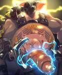 anthro belly big_belly big_penis foreskin gas_mask genitals half-erect humanoid_genitalia humanoid_penis male mask musclegut muscular muscular_anthro muscular_male penis solo standing thick_penis vein grungecandy blizzard_entertainment overwatch roadhog_(overwatch) domestic_pig mammal suid suina sus_(pig) 5:6