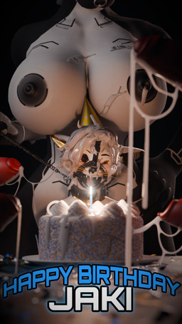 anthro big_breasts birthday_cake bodily_fluids breasts bukkake cake clothing cum cum_cake cum_covered cum_on_face dessert dominant food gag genital_fluids group gynomorph hat headgear headwear huge_breasts intersex intersex/male larger_gynomorph larger_intersex male messy muzzle_gag party_hat size_difference smaller_male submissive submissive_male bounddev angel1ca_(bounddev) jaki_(jaki0284) anubian_jackal canid canine canis hyena jackal mammal 3d_(artwork) 9:16 digital_media_(artwork) hi_res herm_(lore)