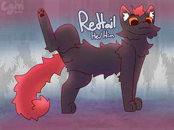 3_toes amber_eyes andromorph black_body black_fur black_pawpads feet feral fur genitals intersex lgbt_pride looking_at_viewer nude pawpads presenting presenting_vulva pride_colors raised_leg red_body red_fur red_tuft simple_background smile solo standing tail text toes transgender_pride_colors tuft vulva white_tuft cgm warriors_(book_series) redtail_(warriors) domestic_cat felid feline felis mammal 4:3 digital_media_(artwork) english_text hi_res shaded trans_(lore) trans_man_(lore)