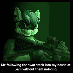 anthro clothing gloves gun handwear male night_vision_goggles ranged_weapon rifle solo weapon fuf glaze_(glazetpf) felid mammal pantherine snow_leopard absurd_res hi_res meme