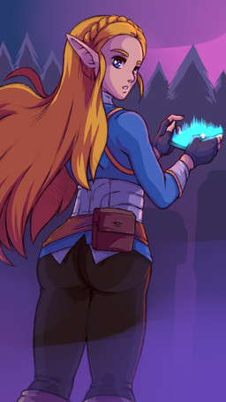 belt_pouch blonde_hair blue_eyes bottomwear braided_hair butt clothed clothing female fingerless_gloves gloves hair handwear holding_object humanoid_pointy_ears long_hair looking_back not_furry outside pants plant pointy_ears rear_view sheikah_slate shirt solo standing tablet_computer topwear tree plagueofgripes breath_of_the_wild nintendo the_legend_of_zelda princess_zelda humanoid hylian 2020 9:16 hi_res