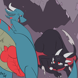 2_horns animal_genitalia animal_penis back_wings black_body black_cum blade bodily_fluids cave cheek_spikes claws colored_cum corruption countershade_torso countershading cum cum_drip cum_from_mouth cum_in_mouth cum_inside dripping duo erection facial_spikes female feral feral_on_feral genital_fluids genitals grey_body heart_symbol horn inside knot larger_male looking_at_another looking_at_partner male male/female membrane_(anatomy) membranous_wings mind_control multicolored_body penis quadruped red_body red_countershading red_eyes size_difference smaller_female spikes spikes_(anatomy) standing tail tail_blade tan_body tan_countershading tongue two_tone_body unusual_bodily_fluids unusual_cum unusual_genital_fluids weapon_tail wings fuf activision european_mythology mythology spyro_the_dragon corrupt_cynder cynder dragoviir dragon mythological_creature mythological_scalie scalie western_dragon 1:1 2019 hi_res