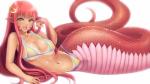 16:9 2018 accessory amber_eyes animal_humanoid apode bikini breasts clothing digital_media_(artwork) draconcopode fangs female hair hair_accessory hairclip heart_eyes heart_symbol hi_res humanoid humanoid_pointy_ears lamia legless long_hair looking_at_viewer miia_(monster_musume) monster_girl_(genre) monster_musume navel open_mouth pastelletta red_hair reptile scalie serpentine simple_background snake solo split_form suntan swimwear tan_line teeth wallpaper widescreen