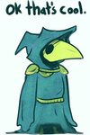 animal_mask anthro beak beak_mask cloak clothed clothing dialogue green_beak headgear hood hoodie knight male mask plague_doctor simple_background solo soulless_eyes standing text topwear warrior white_background wide_eyed rosemary-the-skunk shovel_knight yacht_club_games plague_knight avian 2017 2:3 english_text lol_comments reaction_image