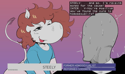 anthro bedroom_eyes bodily_fluids bottomless brown_hair butt clothed clothing dialogue duo emanata femboy grey_body grey_skin hair male male/male narrowed_eyes nervous seductive simple_background smile straddling sweat text latchk3y the_moomins anon steely_(latchk3y) common_hippopotamus hippopotamid human mammal moomin english_text