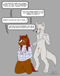 animal_genitalia bdsm bdsm_outfit binder_(restraint) black_nose blush blush_lines brown_body brown_eyes brown_fur fur genitals hair purple_eyes pussy red_hair restraints sheath straitjacket white_body white_fur codyf0xx lucian_(codyf0xx) arctic_fox canid canine equid equine fox horse mammal true_fox absurd_res hi_res