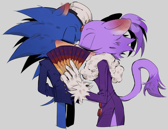 alternate_costume anthro blush clothing coat dress duo ear_blush ears_back eyes_closed female hair hand_fan hat headgear headwear hero kissing male male/female naturally_censored pivoted_ears ponytail princess romantic romantic_couple royalty topwear avearaxx sega sonic_the_hedgehog_(series) the_murder_of_sonic_the_hedgehog blaze_the_cat sonic_the_hedgehog domestic_cat eulipotyphlan felid feline felis hedgehog mammal hi_res