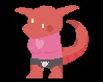 anthro breasts clothing cow_panties curling_tail female heart_clothing heart_shirt heart_symbol heart_topwear pink_clothing pink_shirt pink_topwear pixelated red_body red_scales scales shirt solo spots tail topwear yellow_eyes zed_(scales) bovid bovine cattle kobold kowbold mammal scalie alpha_channel digital_media_(artwork) pixel_(artwork) male_(lore)