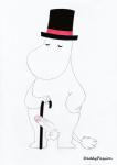 anthro balls clothing erection genitals hat headgear headwear humanoid_genitalia humanoid_penis male nude penis solo text top_hat daddypassion the_moomins moominpappa absurd_res english_text hi_res