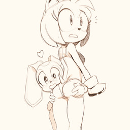 anthro bikini bra butt butt_grab cheeky_bikini clothing duo eyelashes female female/female gloves hand_on_butt handwear heart_symbol long_ears loving_gaze shocked swimwear tail thong two-piece_swimsuit underwear young kurikuriart sega sonic_the_hedgehog_(series) amy_rose cream_the_rabbit eulipotyphlan hedgehog lagomorph leporid mammal rabbit 1:1 hi_res sketch