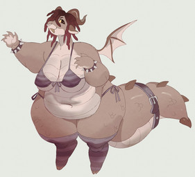 2_horns 4_claws 4_fingers :3 accessory anthro bare_shoulders belly belt big_belly big_breasts big_tail bikini black_belt black_bra black_clothing black_legwear black_thigh_highs black_underwear bra bracelet breasts brown_body brown_eyes brown_hair brown_horn brown_scales brown_spikes claw_fingers claw_toes claws cleavage clothed clothing countershade_face countershade_neck countershade_tail countershade_torso countershading curved_horn dreadlocks facial_piercing fangs female finger_claws fingers floppy_ears furgonomics g-string gesture glistening glistening_tail hair hair_over_eye horn jewelry legband legwear love_handles medium_hair membrane_(anatomy) membranous_wings micro_bikini navel non-mammal_breasts non-mammal_ears non-mammal_hair non-mammal_navel nose_piercing nose_ring open_mouth open_smile overweight overweight_anthro overweight_female panties pantsless pattern_bra pattern_clothing pattern_legwear pattern_thigh_highs pattern_topwear pattern_underwear piercing raised_hand ring_piercing rounded_snout scales side_boob simple_background skimpy small_hands smile solo spade_tail spiked_bracelet spikes standing striped_bra striped_clothing striped_legwear striped_thigh_highs striped_topwear striped_underwear stripes swimwear tail tail_accessory tail_belt tailband tan_belly teeth thick_arms thick_tail thick_thighs thigh_highs thong three-quarter_view toeless_legwear toeless_stockings topwear two-piece_swimsuit under_boob underwear ventral_scales waving white_background wide_hips wings yellow_sclera wolfertinger mythology shiloh_the_dragon_(wolfertinger) dragon mythological_creature mythological_scalie scalie 2025 colored_sketch full-length_portrait hi_res portrait shaded sketch trans_(lore) trans_man_(lore)
