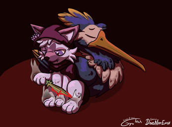 avian_feet beak blood blue_body bodily_fluids facial_markings feathered_crest feathered_wings feathers feet feral green_eyes head_crest head_markings male markings mask_(marking) membrane_(anatomy) tail tail_feathers toes webbed_feet white_markings wings yellow_markings doesnotexist gyrotech nintendo pokemon fan_character loto_(virulence) thunk_(gyro) avian cramorant generation_8_pokemon generation_9_pokemon pokemon_(species) sprigatito