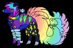 2016 6_tails aliasing alpha_channel ambiguous_gender bandage bandaged_arm blue_body blue_fur blue_wings canid collar collar_tag digital_drawing_(artwork) digital_media_(artwork) digitigrade feral feral_with_hair flat_colors floating_wings foofles full-length_portrait fur glowstick green_nose green_stripes hair heart_(marking) jaspering jewelry mammal markings multi_tail multicolored_tail narrowed_eyes necklace paws pink_nose portrait purple_body purple_fur rainbow_collar rainbow_tail scene_haircut small_wings snout solo sparkledog star_(marking) striped_markings striped_nose stripes tail two_tone_nose wings