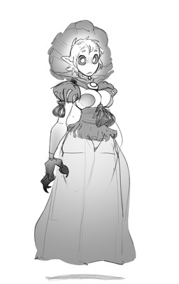 big_breasts breasts claws clothed clothed_female clothed_humanoid clothing dress eyebrows female finger_claws fingers floating hair humanoid_pointy_ears looking_at_viewer pointy_ears puffy_sleeves ruff_(clothing) short_hair simple_background small_eyebrows small_waist solo white_background foresttherotten flatwoods_monster cryptid humanoid 2020 digital_drawing_(artwork) digital_media_(artwork) full-length_portrait hi_res monochrome portrait sketch