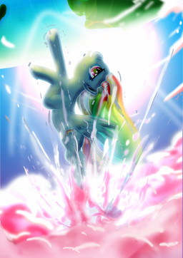 blue_body blue_feathers blue_fur cloud cutie_mark feathered_wings feathers female feral fur hair lens_flare multicolored_hair pink_eyes rainbow_hair simple_background sky solo sun wings toonlancer friendship_is_magic hasbro my_little_pony mythology rainbow_dash_(mlp) equid equine mammal mythological_creature mythological_equine pegasus 2012 absurd_res hi_res