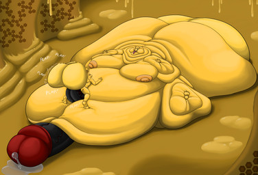 anthro arm_rolls back_rolls balls belly belly_rolls berry_(reilsss) big_balls big_cheeks big_penis blobby bodily_fluids cave chubby_cheeks double_chin duo fat_rolls food genital_fluids genitals honey_(food) honeycomb huge_balls huge_penis hyper hyper_balls hyper_genitalia hyper_penis leg_rolls male male/male moobs morbidly_obese multi_genitalia multi_penis navel navel_fetish neck_rolls nipples obese overweight penis precum sex wolfgerlion64 mythology reilsss bear dragon mammal mythological_creature mythological_scalie scalie absurd_res hi_res